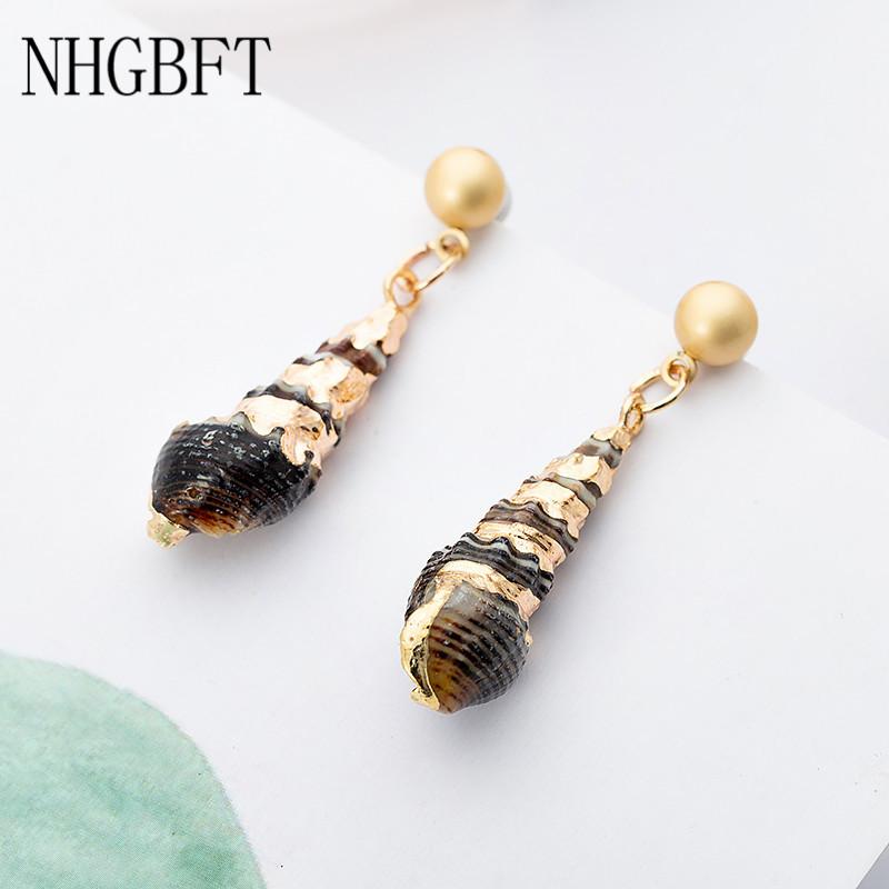 

NHGBFT New Acrylic Coating beach shell starfish Earring For Womens Long Geometric Drop Earrings Jewelry