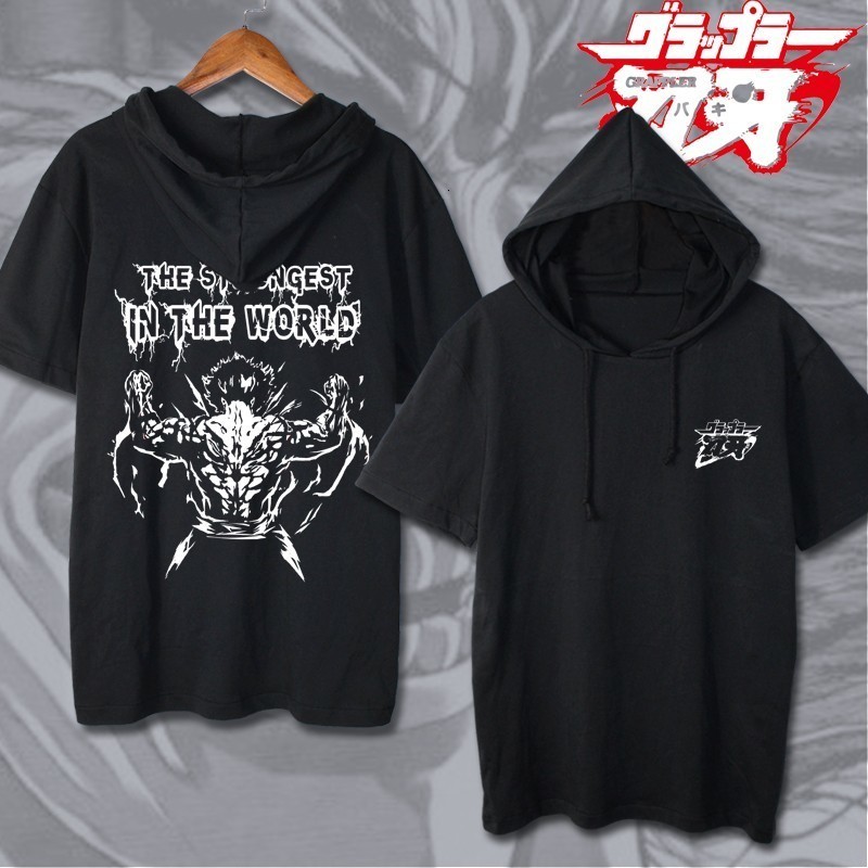 

2021 New Casual Tshirt Anime Gurappura Hanma Yujiro Cosplay Hoody t Shirt Baki the Grr Men Women Short Sleeve Hooded T-shirt 3yi9