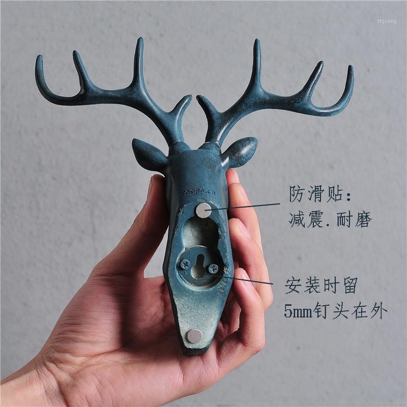 

American deer animal decorative wall hooks creative perspective retro clothes coat hook key entrance point bar1