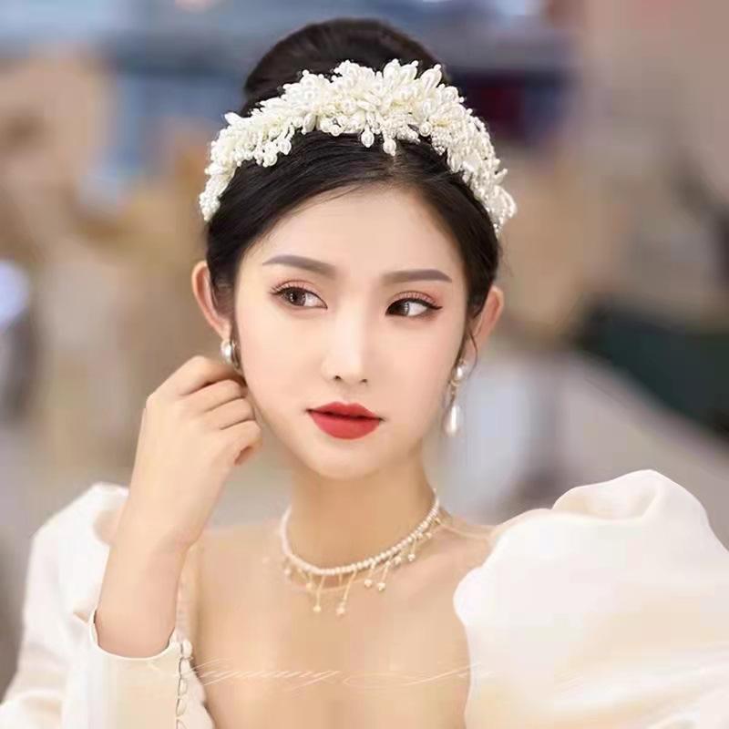 

Hair Clips & Barrettes Beaded Wedding Accessories Pearl Headbands White For Women Handmade Decoration Hairband Luxury Bridal Jewelry