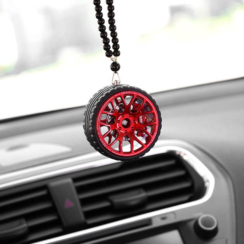 

Car Wheel Keychain Car Rearview Mirror Pendant Auto Decoration Hanging Ornament Keyring Pendant Interior Accessories