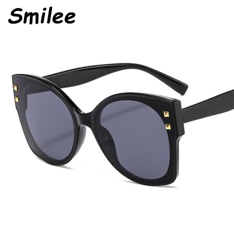 

Vintage Oversized Black Cat Eye Sunglasses For Women Square Rivet Designer Big Shades Large Sun Glasses Female Summber Travel