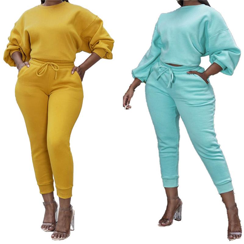 

Women's Two Piece Pants WUHE Basic Sport Tracksuit Sweatshirt And Jogger Suit Matching Set Active Solid 2 Outfits Sweatsuit, White
