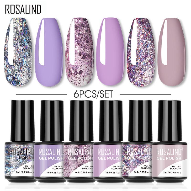 

ROSALIND Gel Nail Kit 4/6pcs UV Nail Polish Gel Varnishes 7ml For Manicure Need Cured Base Top Coat Set