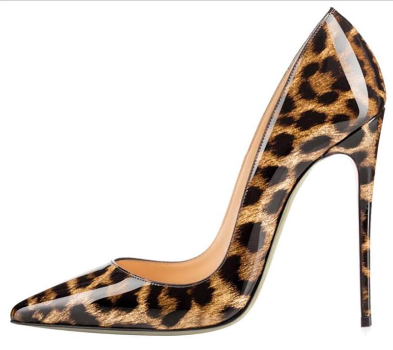 

2020 New sexy night club party shoes women Leopard print thin high heels slip on pointed toe 12 cm stiletto pumps, 10 as pic