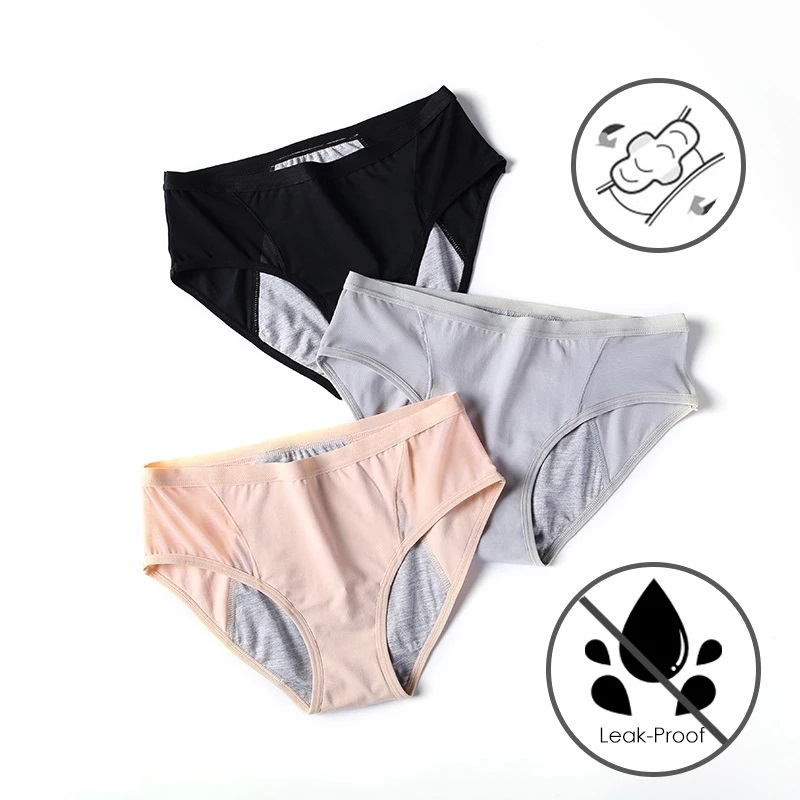 

2020 Leak Proof Menstrual Panties Physiological Pants Women Underwear Period Cotton WaterproofSanitary Period Underwear Dropship Briefs, Black