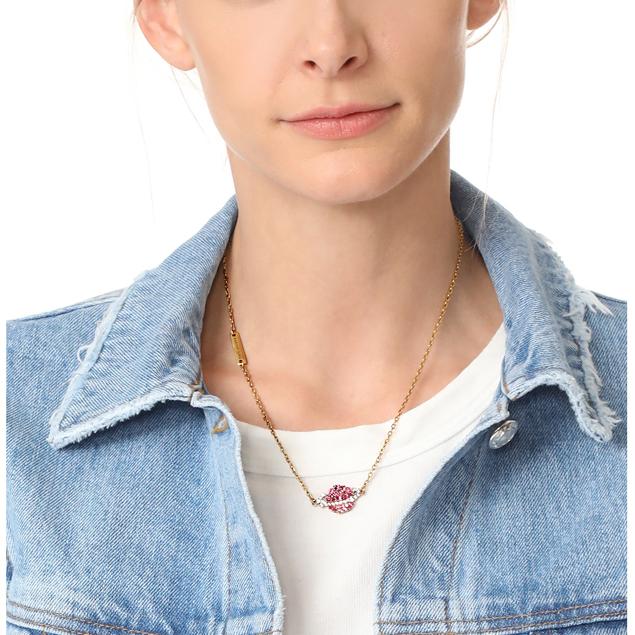 

Simple Crystal Lip Pendant Necklace For Women 2020 Vintage Antique Gold Short Necklace Accessories Wholesale Gifts