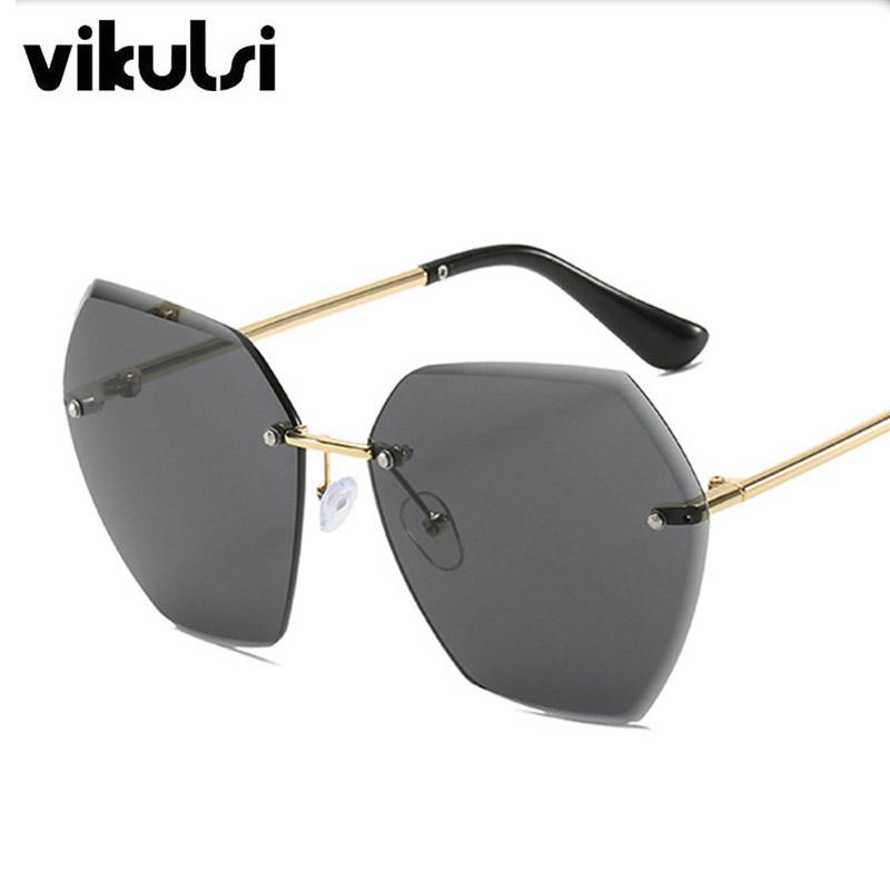 

Sunglasses Women's Polygon Rimless Metal 2021 Men Shades Fashion Luxury Oversized Sun Glasses Female Ladies Eyewear UV400