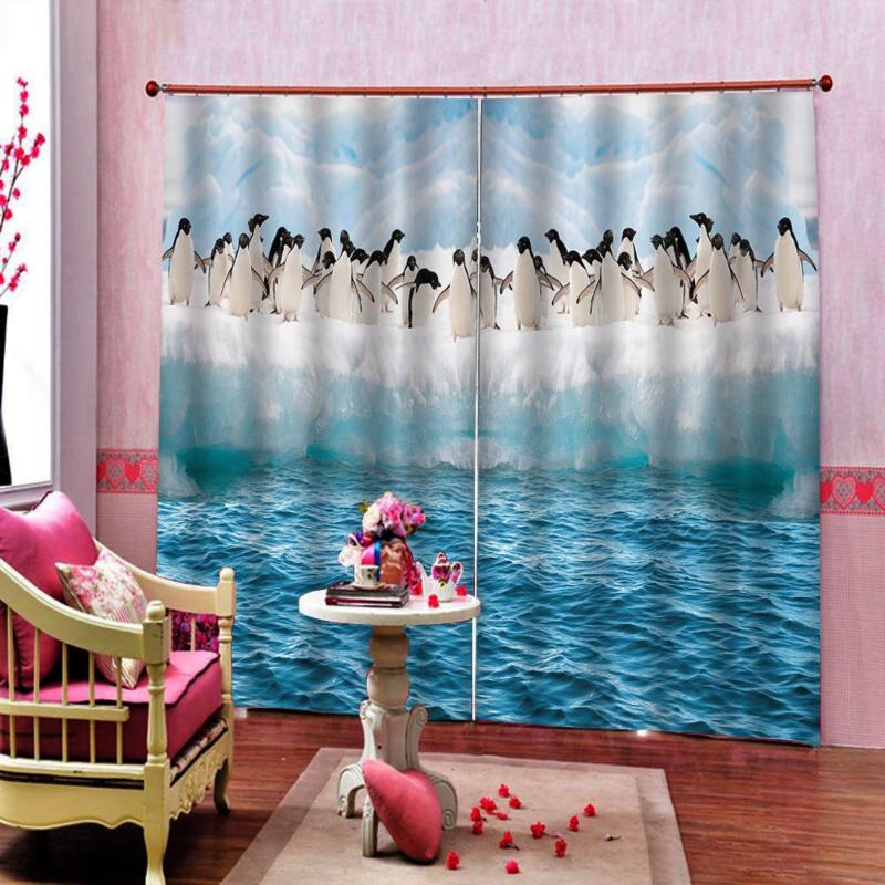 

Customized any size Seaside landscape animals Blackout Curtains Digital Print For living room bedroom Window Curtain Home Decor, As pic