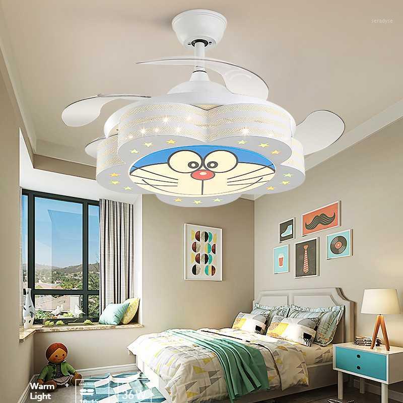 

Nordic Modern Fan Chandelier Cartoon Children Room Ceiling Light Modern Simple Dining Room Bedroom LED Invisible Fan Lamp1