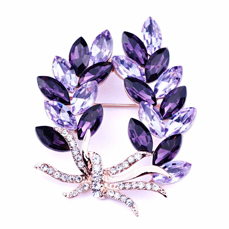 

Fashion Leaf Crystal Brooch Metal Women Girl Charming Exquisite Collar Lapel Pin Fashion Jewelry Party Garment Accessories