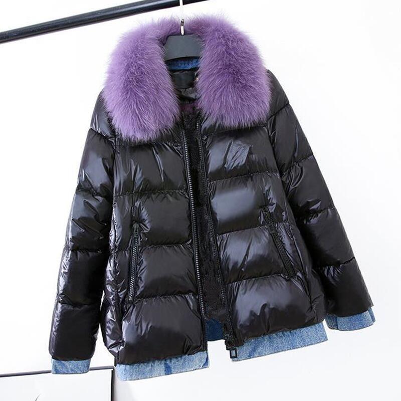 

Parka 2020 female winter coat fur coats goatee parkas woman hot jackets outerwear black fashion