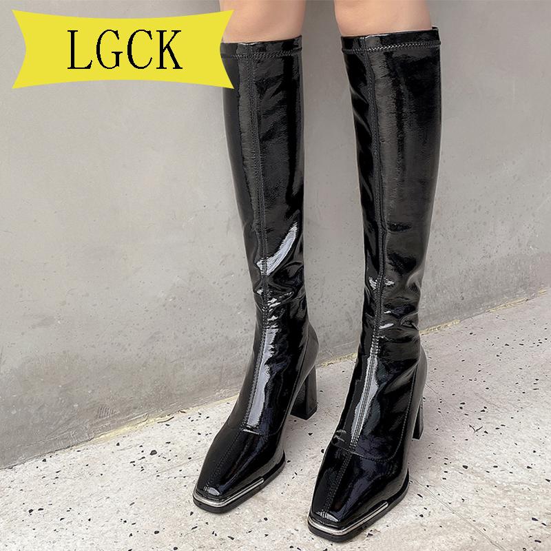 

Big Size 34-43 Brand Knee High Boots Women Shoes Natural Elastic Fabric Heels Riding Boots Winter Ladies Long Autumn Black