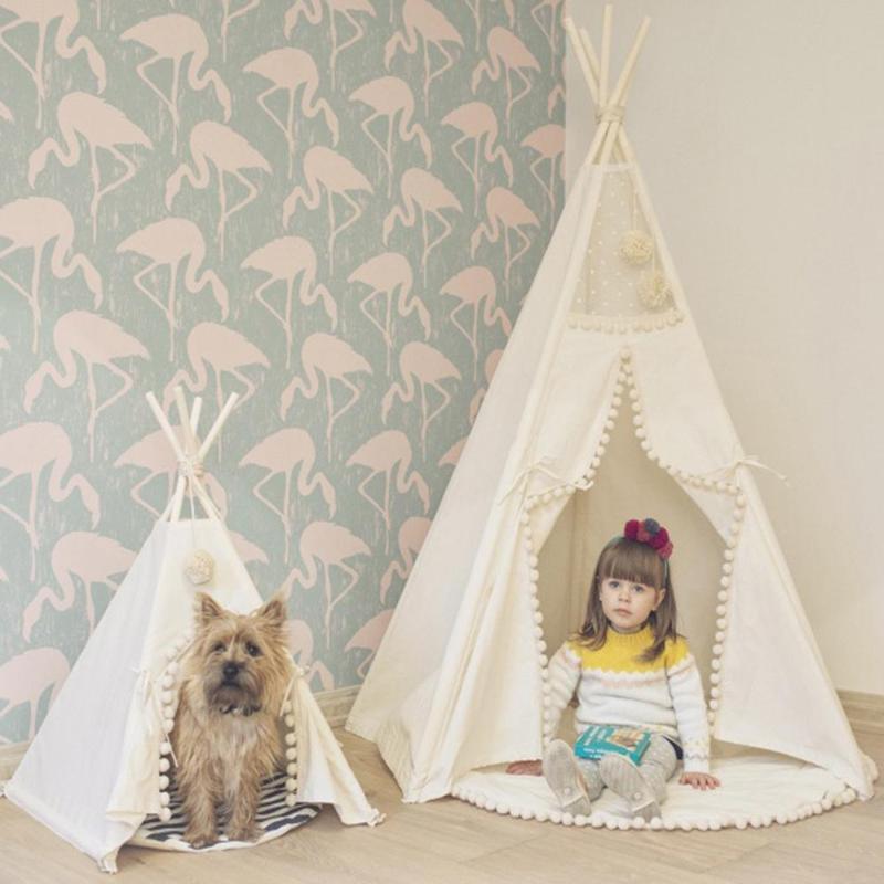 

Teepee Tent for Kids Foldable Children Play Tents for Girls and Boys 100% Cotton Canvas Playhouse Toys Girl and Child