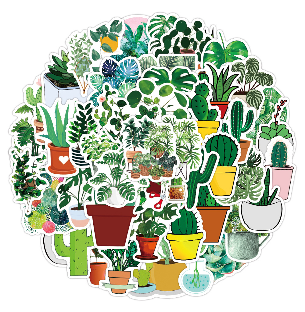 

50 PCS graffiti Skateboard Stickers original green plants For Car Laptop Helmet Stickers Pad Bicycle Bike Motorcycle PS4 Notebook Guitar Pvc Decal, Multi colors