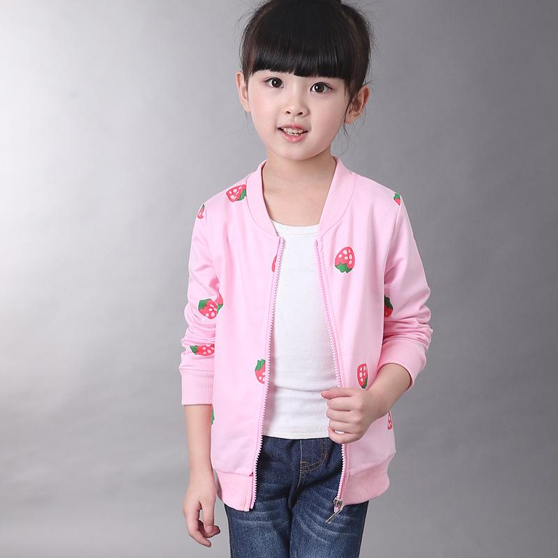 

Strawberry Pattern Cardigan For 2-6Y Girls Outwear Coat For Kids Kids Clothes Girls Cardigan Baby Jacket vetement enfant fille, Rose red caomei