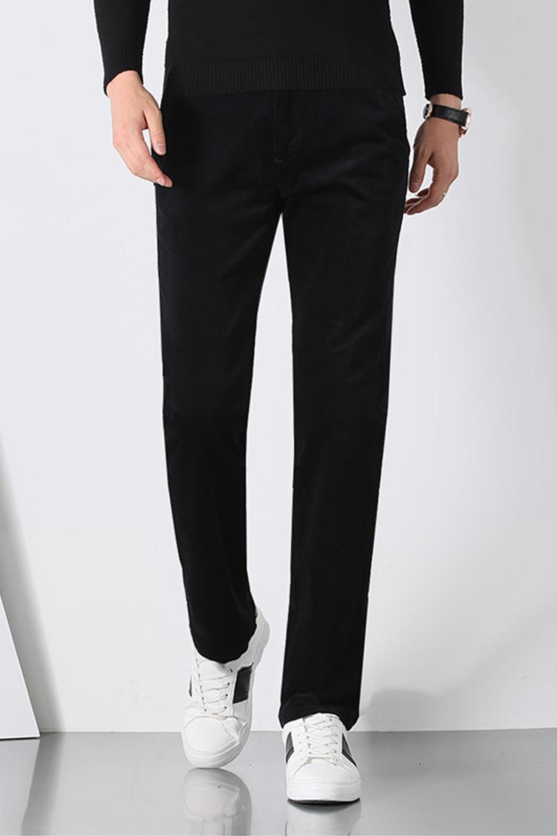

2020 Autumn And Winter New Men's Business Casual Loose All-match Men's Corduroy Trousers Slim Straight Thickened 1608H, Black