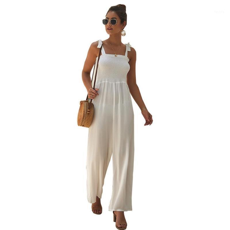 

2020 Summer Women' Casual Jumpsuits Street Beach Style Vintage Sleeveless Regular Solid Jumpsuits for Women Overalls1, White