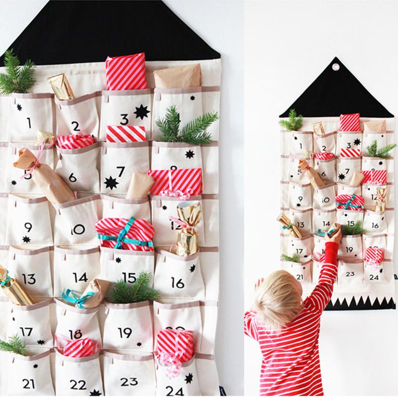 

24 Pockets Fabric Christmas Calendar To Hang Christmas Ornaments
