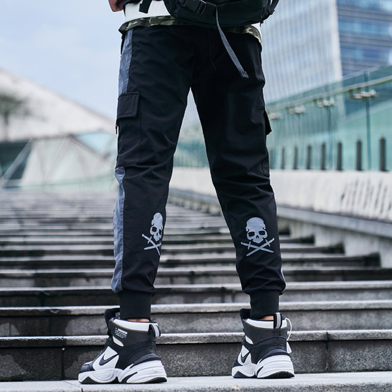 

Arrival 2020 New Hot Fashion Loose Waist Elastic Pockets Full Length Winter Overalls Popular Leisure Male Pants Marg, Black