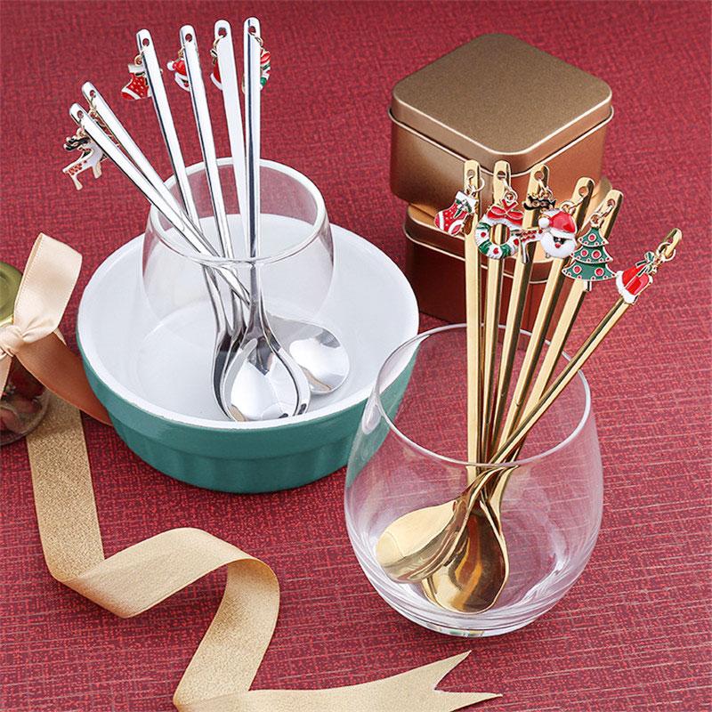 

Christmas Decorations 6Pcs Year 2022 Spoon Fork For Home Xmas Elk Navidad Kerst Noel Kid Gifts