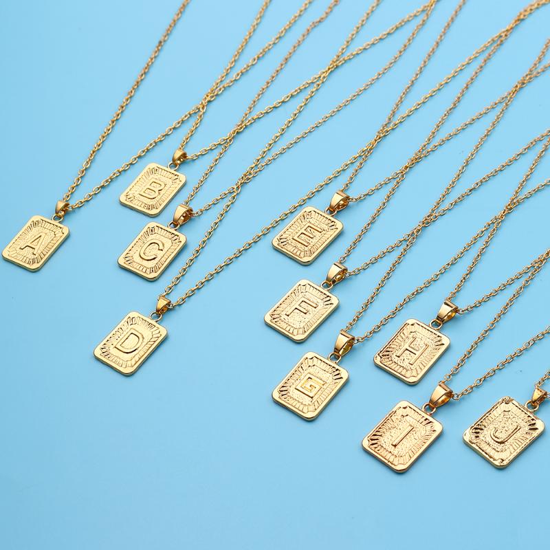 

Simple Square Letter Necklace For Women 2020 New Gold Color Alphabet Name Necklaces & Pendants Best Friends Birthday Gifts