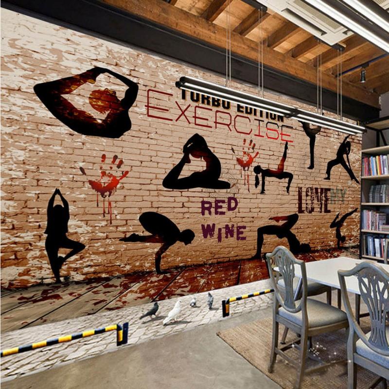 

Dropship Custom Photo Wallpaper 3D Wallpaper Gym Yoga Sports Silhouette Background Wall Lobby Custom Studio Mural, As pic