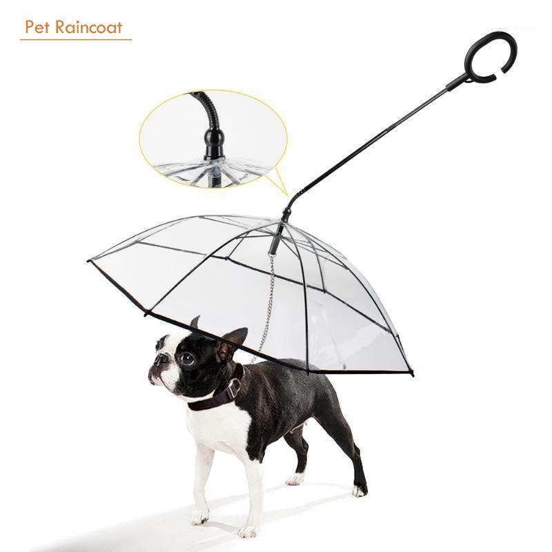 

Transparent Pet Umbrella Portable Built-in Leash Dog Walking Leash Raining Handle Dog Raincoat ith Leads Keeps1