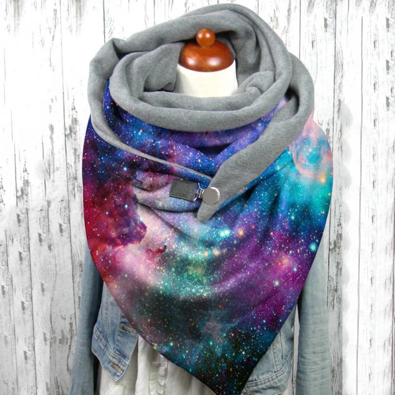 

Women Scarf Starry Sky Printing Winter Wraps Luxury Scarf Fashion Multi-Purpose Shawl Button Soft Wrap Scarves Shawls