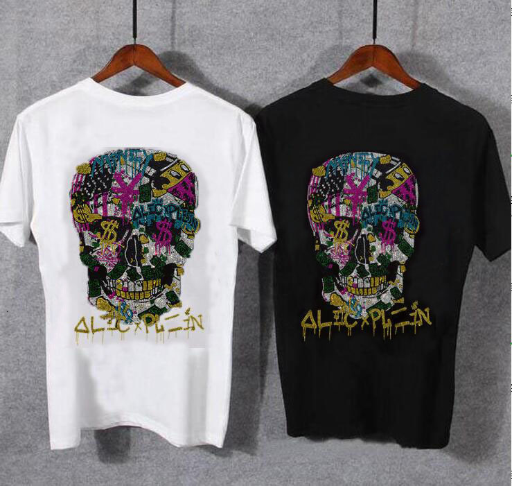 

2021 New Brand Hot Drill t Shirt Plus Size 5xl Fashion Short Sleeve Men's T-shirt 100% Cotton Rhinestone W4b2, As picture shown