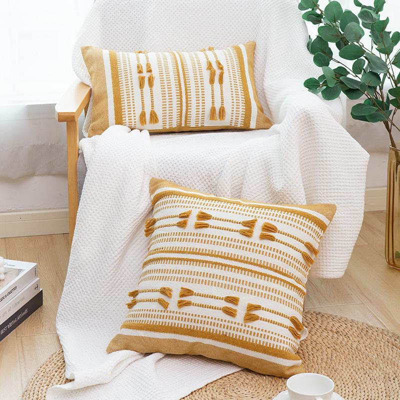 

DUNXDECO Cushion Cover Decorative Pillow Case Modern Cotton Weaving Geometric Lines Coussin Sofa Chair Bedding Cushion Cover