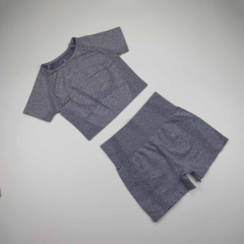 

Women Vital Seamless Yoga Set Fitness Short Sleeve Crop Top Shirts Running Shorts Workout Clothes For Women Gym Sets 2 Piece Set, Black