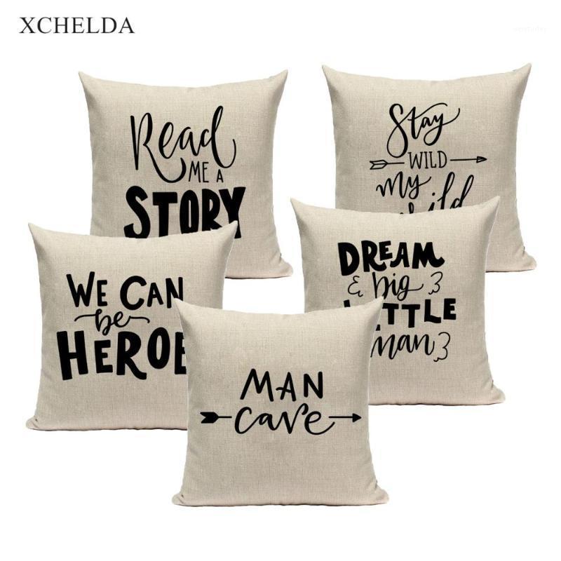 

Cute Letter Cushion Cover Decorative Throw Pillow Case 45*45 40*40 Linen Fashion Phrase Pillowcase for Sofa Home Decor1, Xcbz143-3