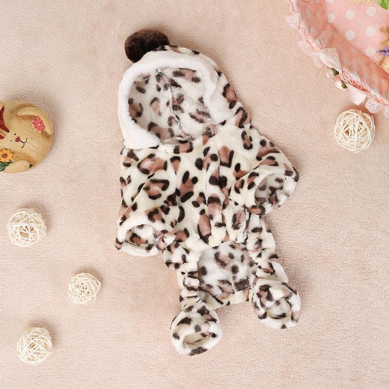 

Dog Clothes Fashion Soft Comfortable Costume Dog Clothing Small Animals Puppy Pet Coat Plush Brown Leopard Pet Accessories, Leopard four feet