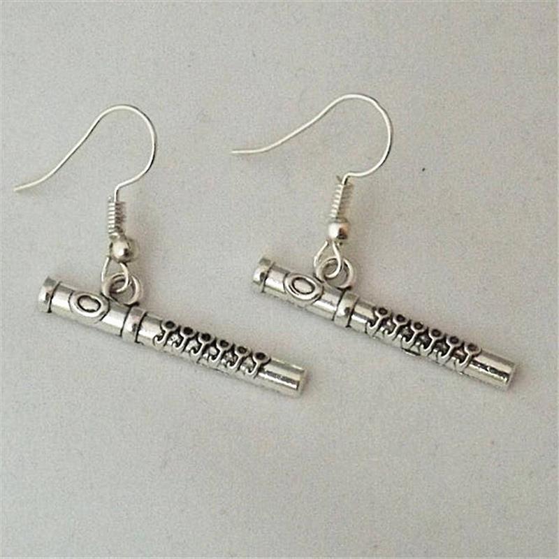 

Dangle & Chandelier Flute Earrings, Musical Instrument Teacher Or Student Gift, Unisex Music Earrings