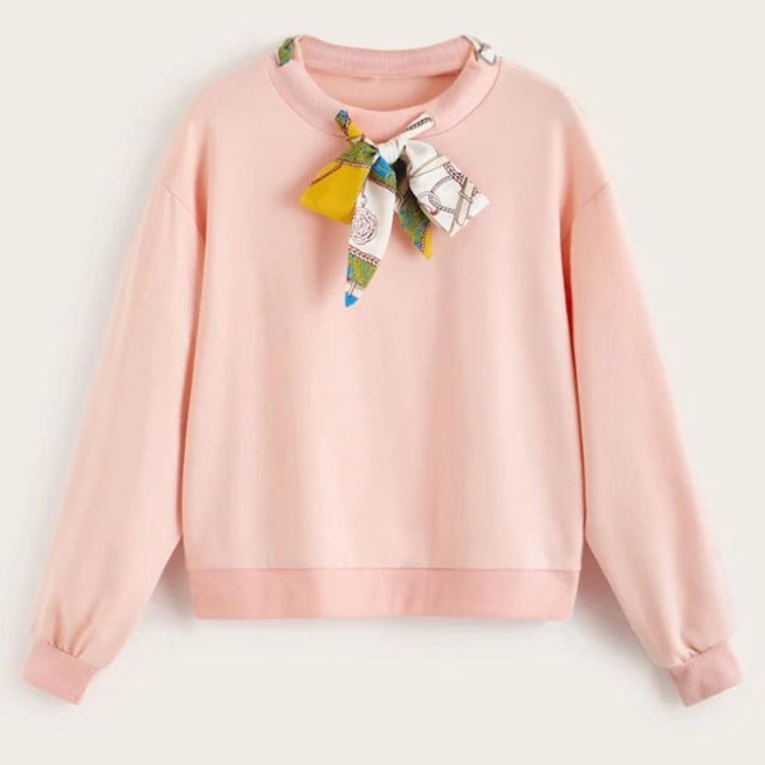 

Bow Tie Loose Casual Sweatshirt, Black