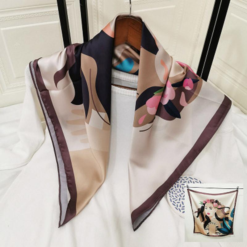 

70x70CM Women's Silk Scarf Fashion Lady Square Scarves Soft Shawls Solid Color Bandana Bags WJ26