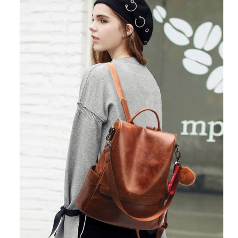 

Women Backpack Purse Leather Anti-theft Shoulder Bag Ladies Satchel Bag Fashion Bookbag for Girls, Black