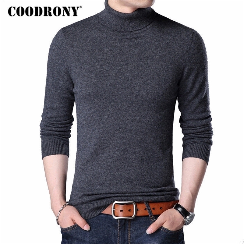 

COODRONY Merino Wool Sweater Men Casual Classic Turtleneck Pull Homme Winter Soft Warm Cashmere Men's Pullover Sweaters 310 201201, Blue