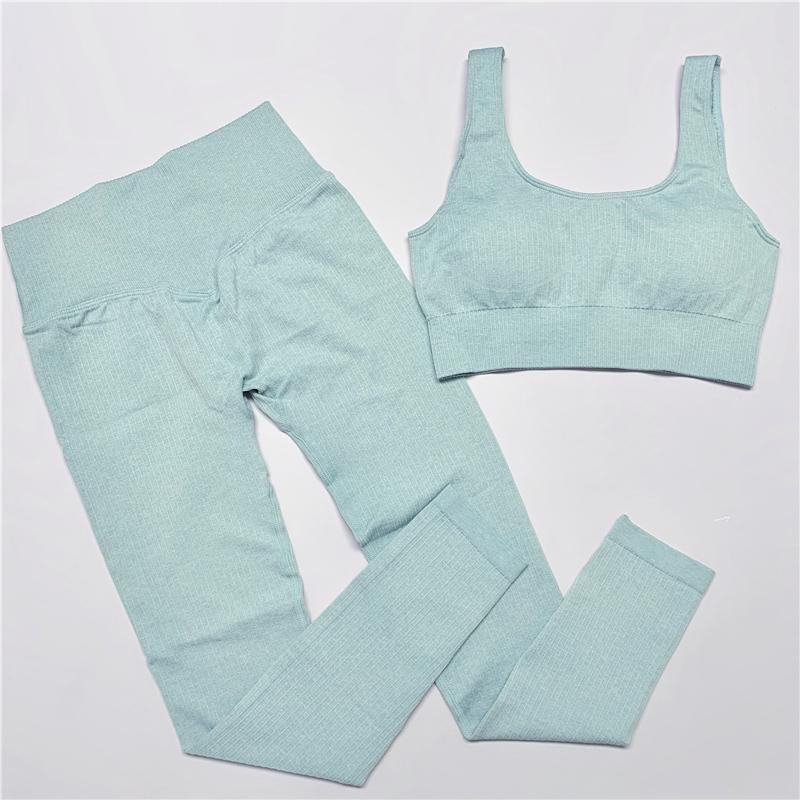 

Seamless Yoga Set Fitness Clothing Sportswear High Waist Women Gym Leggings Tights Padded Push-up Sports Bra 2 Piece Sets Womens, 2pcs bra light pink