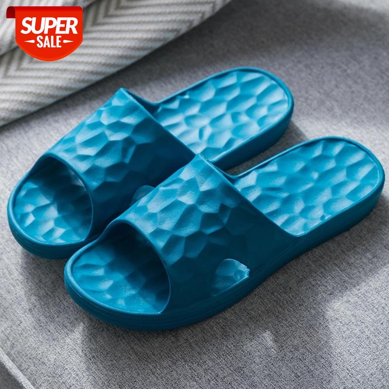 

Women's Slippers Water Cube Ladies Slippers Summer 2020 Antibacterial Bathroom Soft Flat EVA Home Shoes #PB1q, Deep blue