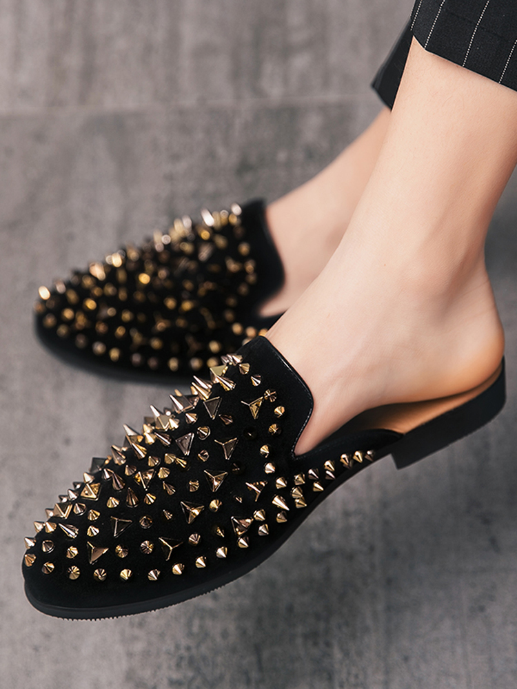 

new casual Men's summer for the male black gold moccasins men half-flip anti-slip slippers apartment zapatos crutches SKV6