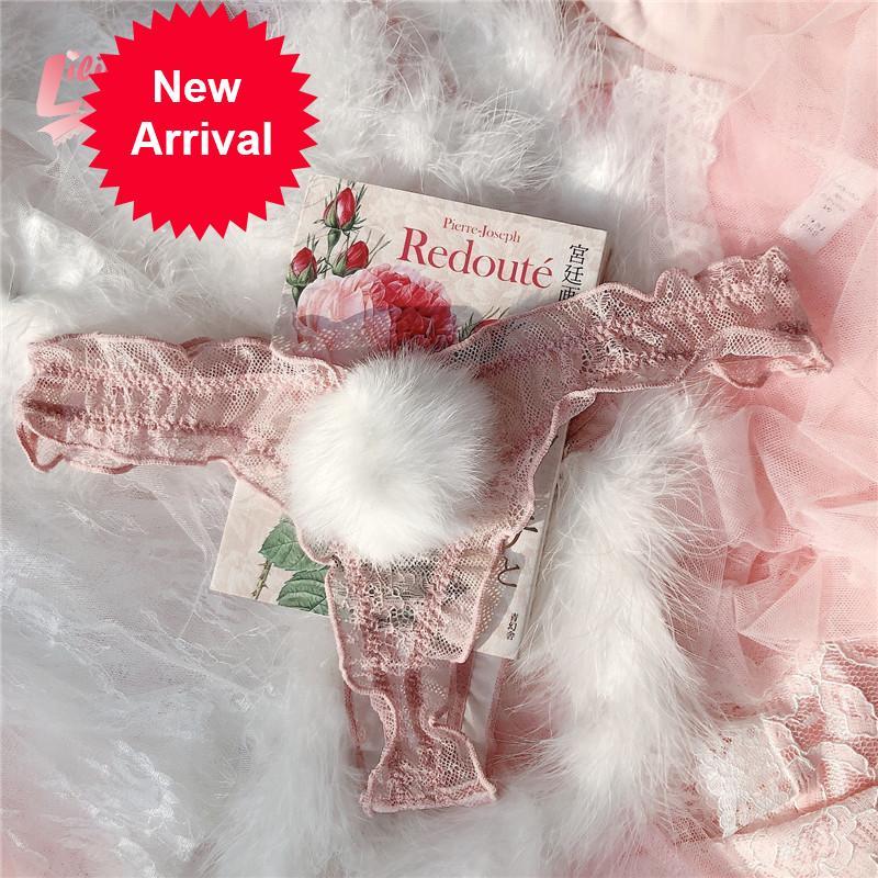 

2020 new kawaii loincloth women's thongs beautiful lolita tail briefs triangle cute g-string panties for girls, White