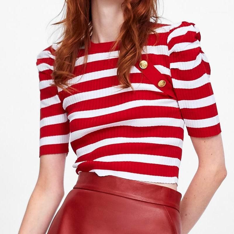 

Women Sweater Tee 2020 New Fashion O-Neck Slim Lady Stretchy Knit Pullover Top1, Striped