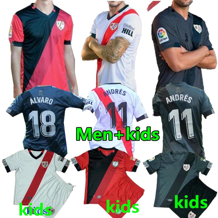 

men kids kit 2020 2021 Men+kids Rayo Vallecano soccer jersey 20-21 Home, Away Third Kits Football Jersey, Red
