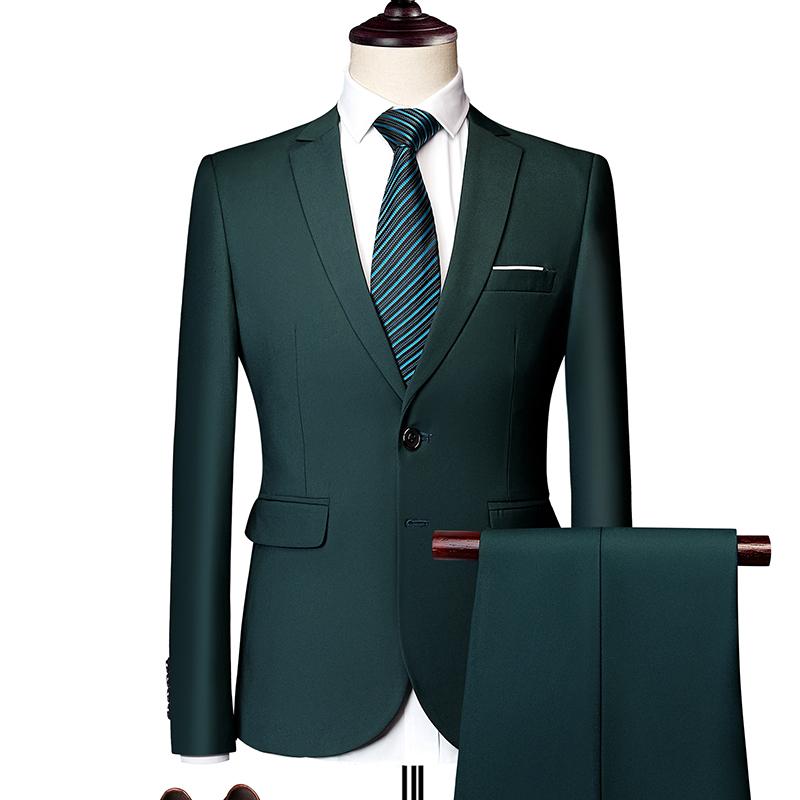 

Men's Suits & Blazers Two Piece Set ( Jacket + Pants ) Fashion Boutique Solid Color Men Casual Business Suit Groom Wedding Dress Stage Banqu, Black