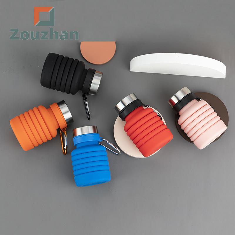 

ZOUZHAN silicone collapsible 500mL soft water bottle outdoor fitness outdoor sports bicycle plastic water bottle