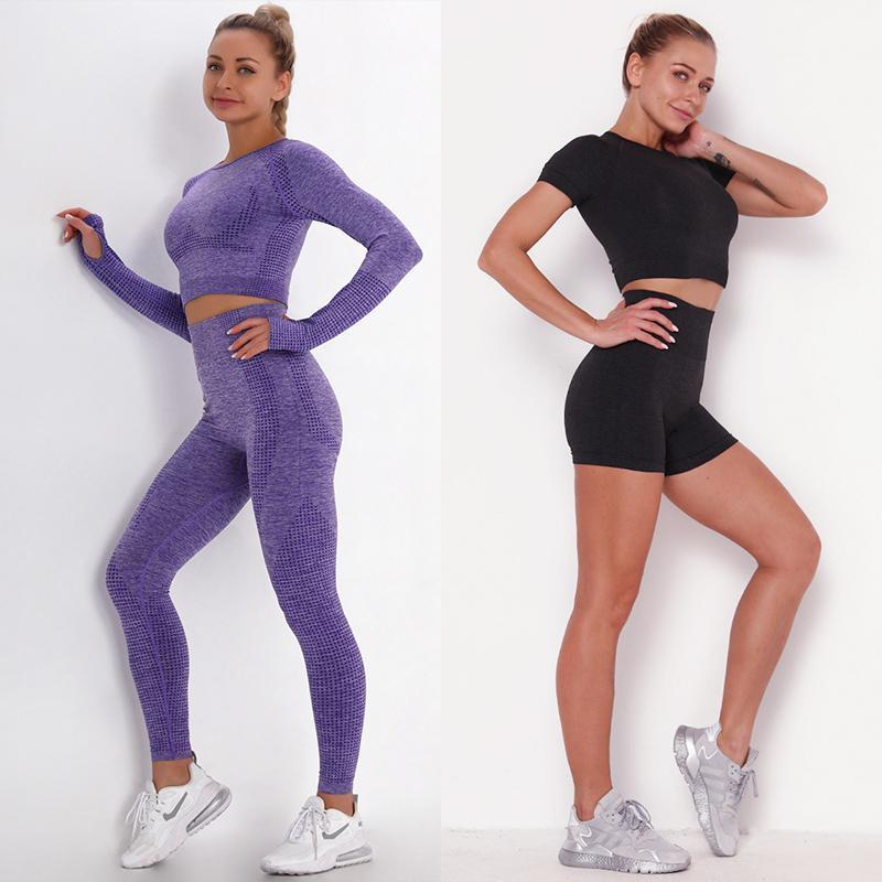 

Mindstream Sports Yoga Sets Gym Clothes Workout Clothes Tracksuits For Women Breathable 2 Piece Set Female Lycra Legging Fitness1, Purple set