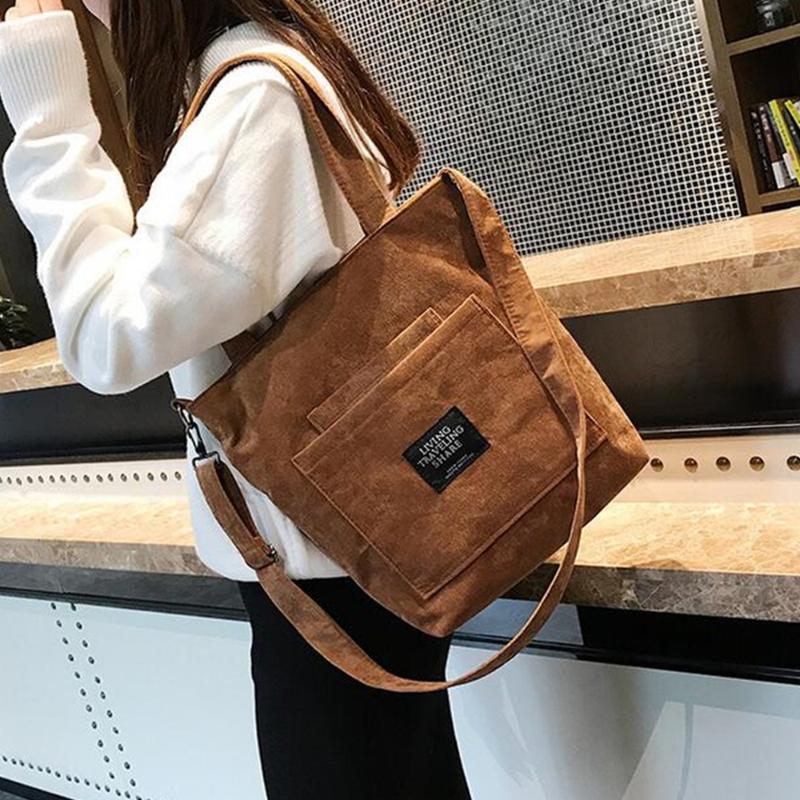 

Women Corduroy Zipper Shoulder Bags Female Artsy Handbags Tote Ladies Canvas Messenger Corssbody Bag Shopping Bag For Girls, Green