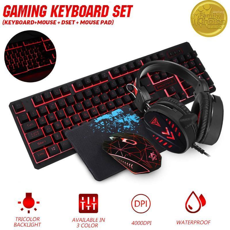 

LEORY 4Pcs Home Mechanical Wired USB Keyboard Illuminated Gaming Mouse Pad Accessories Set Computer Desktop Backlight Headset1